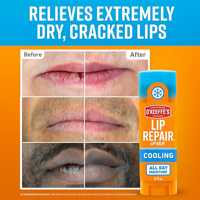 O'Keeffe's Lip Repair Lip Balm with Cooling Relief for Dry, Cracked Lips - Stick (2 Pack) - Moisturizer for Very Dry Lips