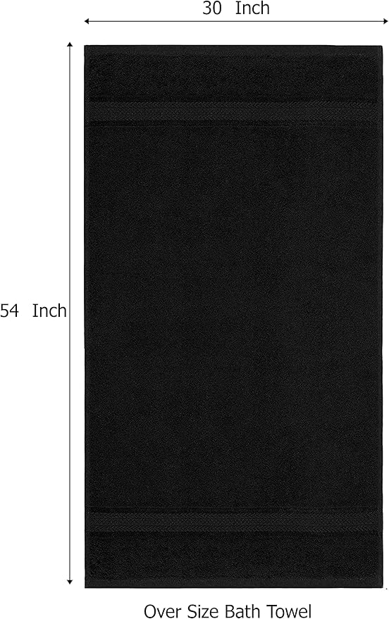 COTTON CRAFT Ultra Soft Bath Towels - 4 Pack Extra Large Bath Towel Set - Oversized 30x54 - Absorbent Everyday Luxury Hotel Spa Gym Shower Beach Pool Camp Travel Dorm - 100% Cotton - 580 GSM - Black