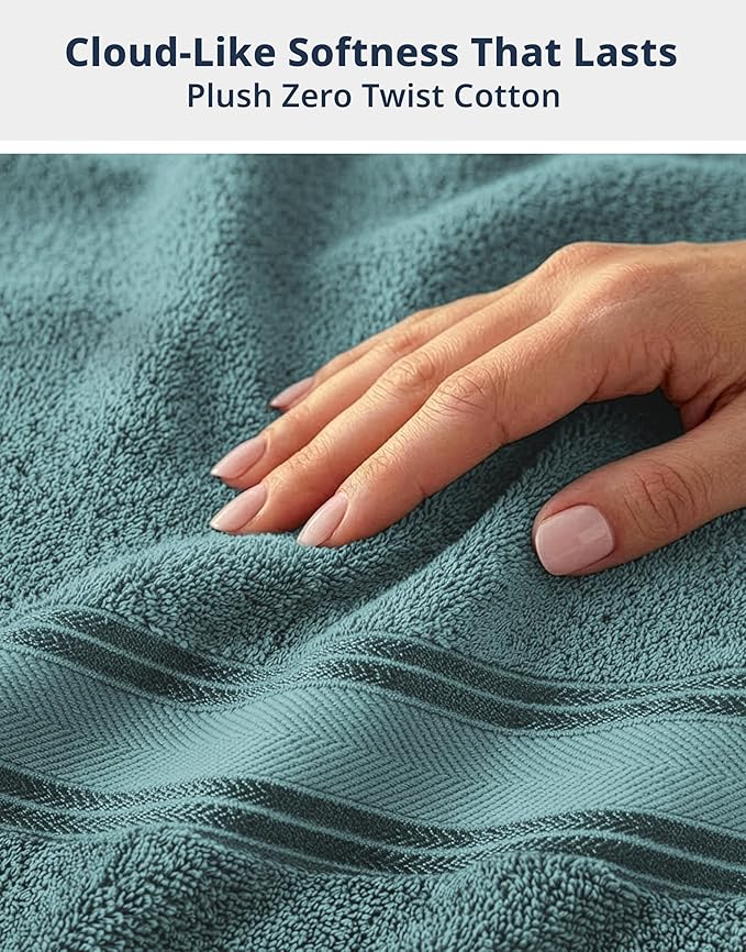 Lane Linen 100% Cotton Bath Towels 4 Pack (28"x54") - Zero Twist, Premium Cotton Large Towels Set for Bathroom - Quick Dry, Soft & Absorbent Large Bath Towel Set - Oeko Tex Certified, Pre Shrunk- Teal