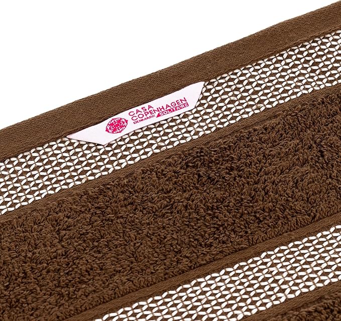 CASA COPENHAGEN Solitaire 6Pcs 100% Egyptian Cotton Large Designer Towels Gift Set- Brown, 600GSM, 2Bath 2Hand 2Washcloths, Bath Towels for Bathroom Set for Women & Men