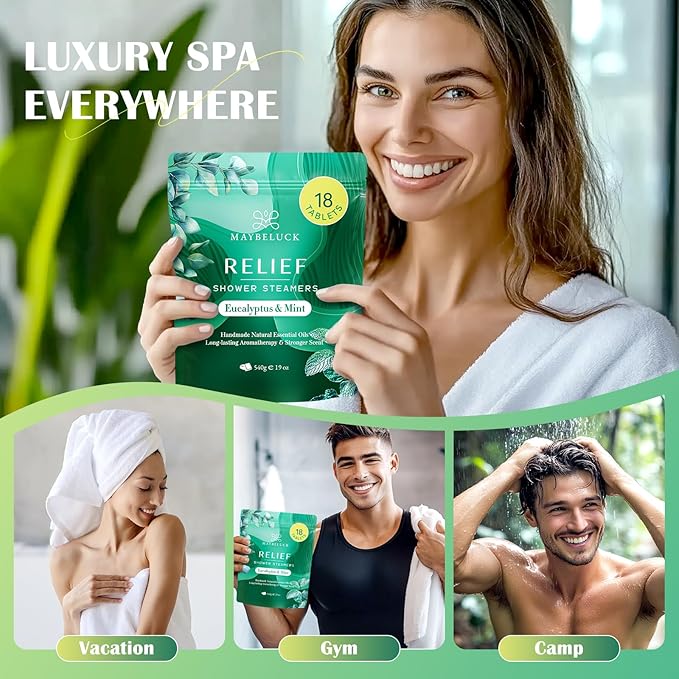 Shower Steamers Aromatherapy 18 Pack – Mothers Day Gifts, Eucalyptus for Shower, Aromatherapy Birthday Gifts for Women & Men, Stress Relief & Relaxation Self Care – Eucalyptus & Mint