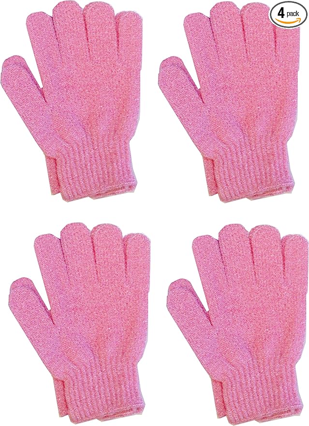 Aquasentials Exfoliating Bath Gloves (4 Pairs) (Pink Only)