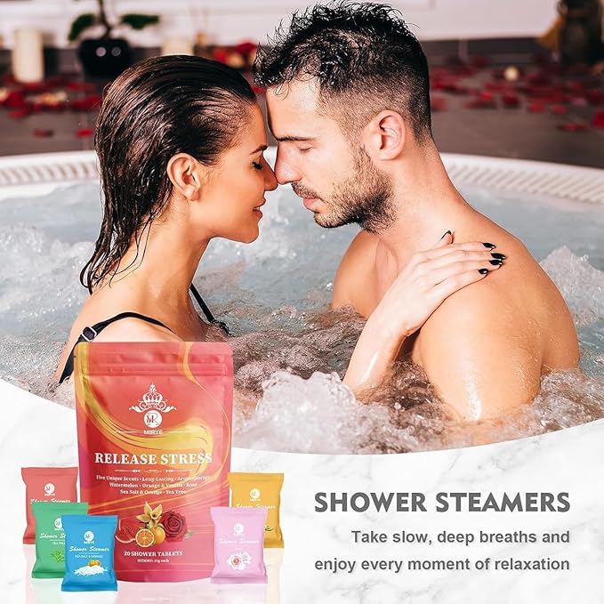 MR MIRYE Shower Steamers Aromatherapy - 20 Pack Shower Bombs Aromatherapy Birthday Gifts for Women, Organic Watermelon, Orange & Vanilla, Sea Salt & Orange, Rose, Tea Tree, Gift for Women