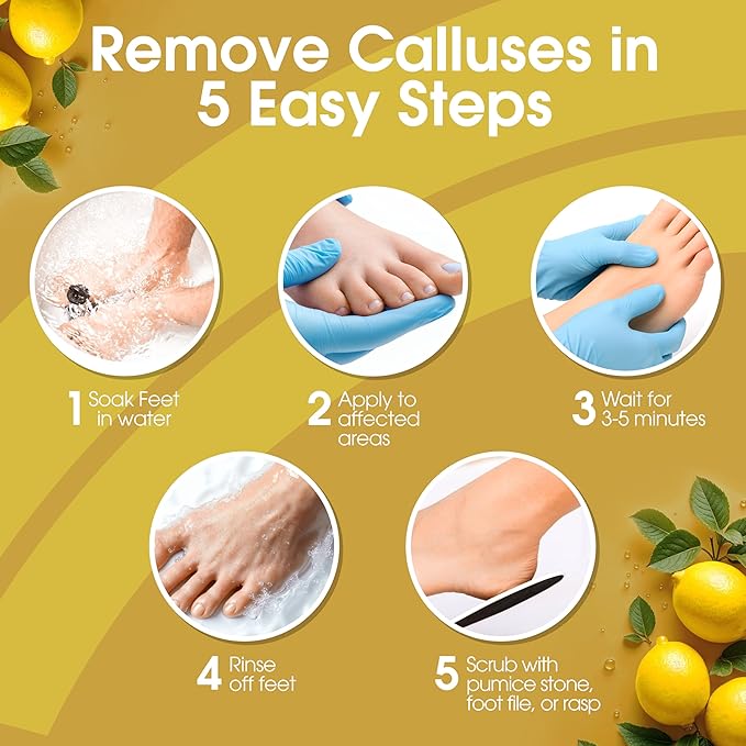 DeEnti Callus Remover for Feet, Extra Strength Foot Callus Remover Gel, 128oz Salon Grade Home Pedicure Supplies for Dry Skin, Cracked Heel, Professional Strength Foot Care, Lemon