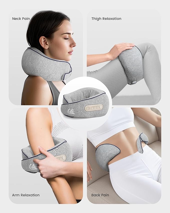 CILI Cordless Neck Massager Pillow with Heat, Shiatsu Neck Massager for Pain Relief Deep Tissue,Heated Massage Pillow for Travel,3 Adjustable Intensity, Mothers Day Gifts