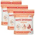 Scrubzz Disposable No Rinse Bathing Wipes - All-in-1 Single Use Shower Wipes, Simply Dampen, Lather, and Dry Without Shampoo or Rinsing (Peach, 3-Pack)