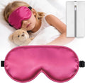 Kids Sleep Mask, Kids Eye Mask for Boys Girls, Kid Silk Eye Masks with Adjustable Strap for Sleeping, 100% Light-Blocking Sleep Eye Cover, Includes Protective Laundry Bag (Rose red)