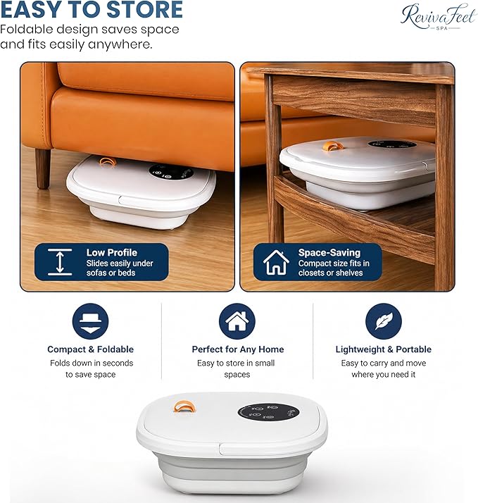 Collapsible Foot Spa Electric Rotary Massage, Heated Foot Bath with Bubbles and Temperature Control. Foot Bath Soak Tub with Remote, 16 Motorized Shiatsu Massage Balls & 16 Salt Bombs