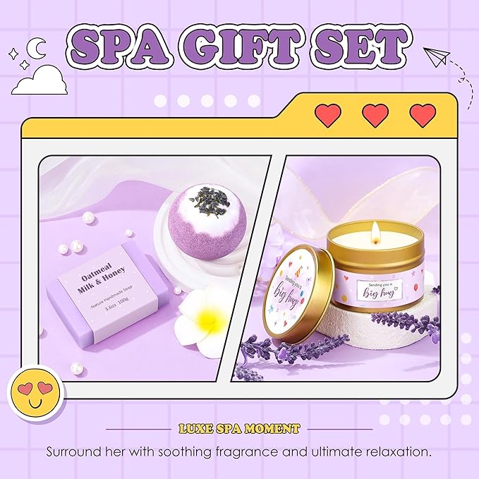 Gift Baskets for Women Unique Birthday Gifts for Women self care cheer up gifts set pick me up gift box for Woman teen girls best friend Sister Ladies Friendship Her - Inspirational Purple Present