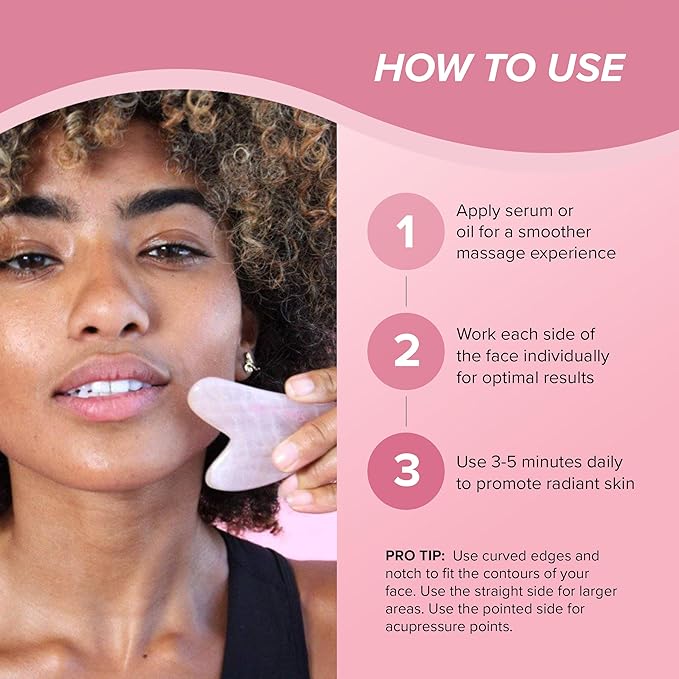 SKIN GYM Rose Quartz Sculpty Heart Gua Sha Tool, Heart-Shaped Facial Massage Tool for Sculpting and Relaxation
