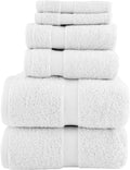 Lavish Home 6 Piece Towel Set - 550 GSM 100% Cotton Bathroom Accessories - 2 Bath Sheets, 2 Hand Towels, and 2 Wash Cloths - Soft and Absorbent Bathroom Set for Shower, Gym, Dorm, and Spa (White)