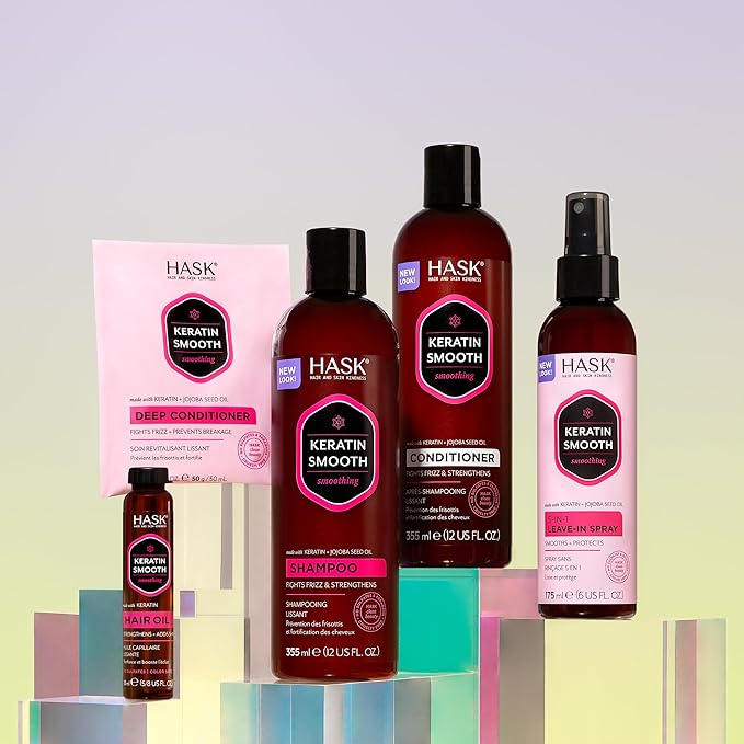 HASK KERATIN Smoothing Deep Conditioner Treatments for all hair types, color safe, gluten free, sulfate free, paraben free - Pack of 6