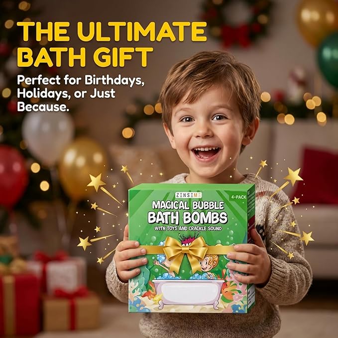 Bath Bombs for Boys with Mini Toy Ducks Inside – Kids Bath Bombs Powder - Bubble Bath for Kids – Bathtime Experiment Kit Mix - Blast of Foam & Colour Surprise – Gift Set of 4