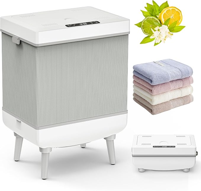 Large 35L Blanket & Towel Warmer for Bathroom – Foldable Fabric Warmer with Timer, Rapid PTC Heating, Fits Blankets, Robes & Towels, Safe Overheat Protection
