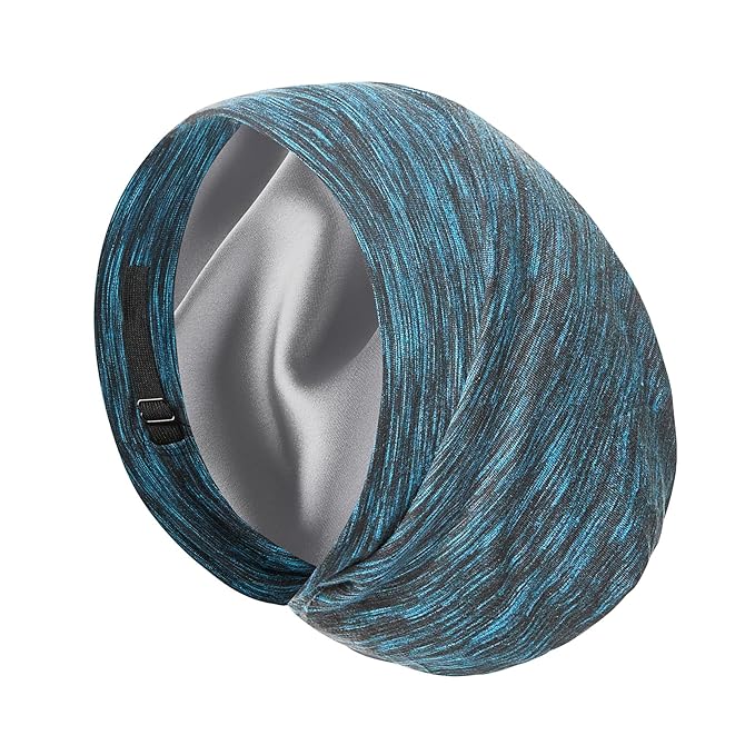 Satin Bonnet Silk Lined Sleep Cap- Adjustable Hair Cover for Women Men Frizzy Hair Night Cap Patients Care Lake Blue