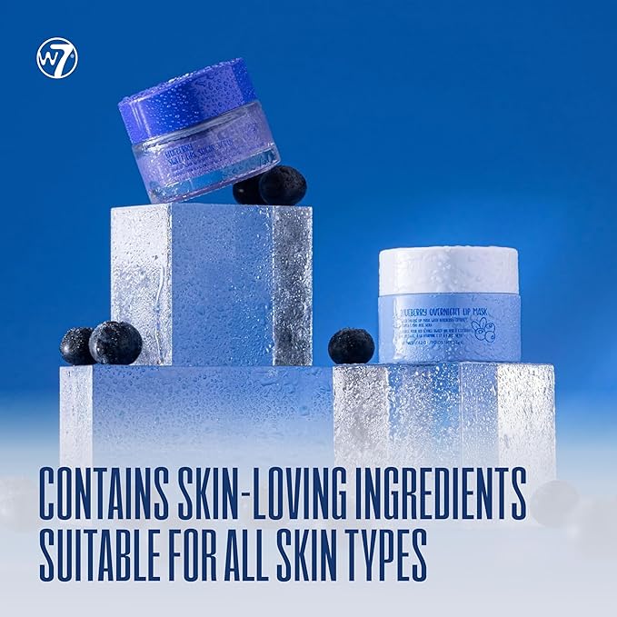 W7 Sweet Dreams Lip Scrub & Overnight Lip Mask Duo - 2 Piece Gift Set - Blueberry Flavour - Exfoliate, Condition, Soothe & Hydrate