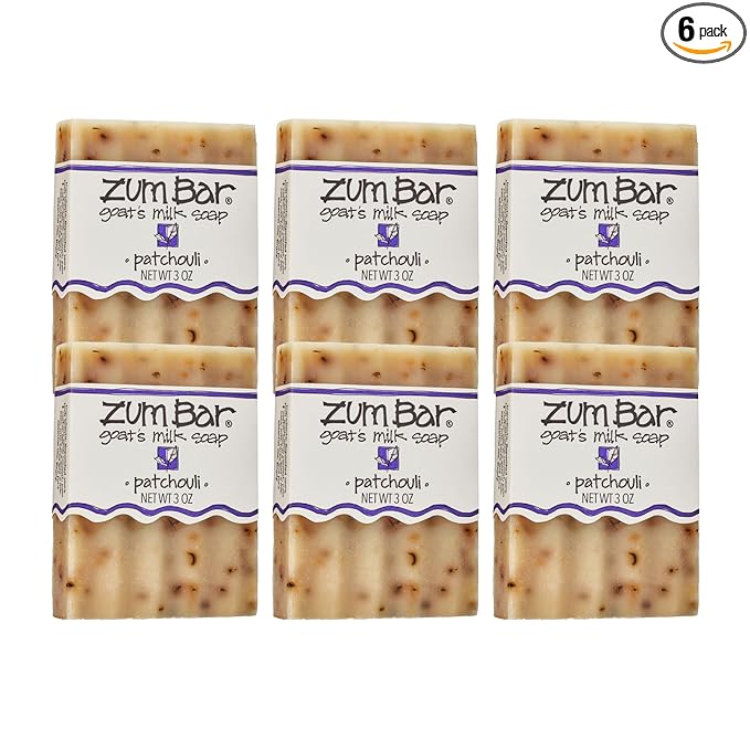 Zum Indigo Wild Goat's Milk Soap Bar - Bar Soap for Hands & Body Made with Essential Oils - 3 oz - Patchouli (6 Pack)