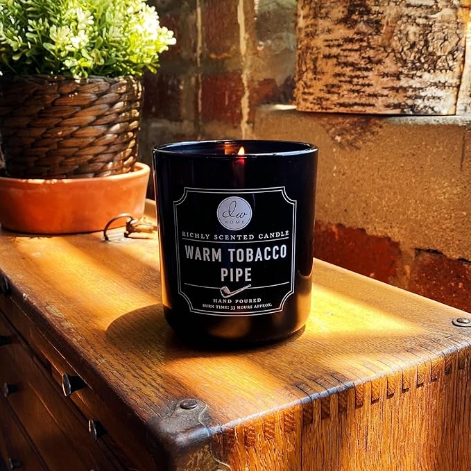 DW Home Warm Tobacco Pipe Scented Candle for Home, 9 oz, Copper Lid Single Wick Candle Jar, Up to 33H Burn Time, Luxury Scented Candle for Relaxation, Gifting, Home Decor