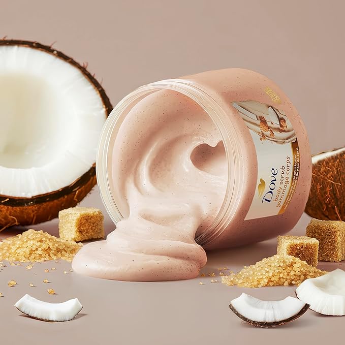 Dove Brown Sugar and Coconut Butter Body Scrub Exfoliates and Deeply Nourishes for Smooth, Radiant Skin 15 oz (Pack of 12)