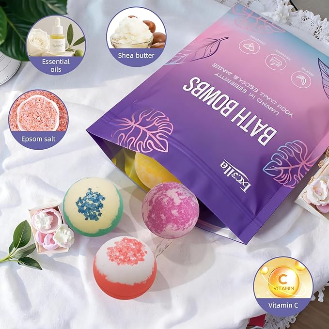 Bath Bombs for Women, 9 Pack Bath Bombs- Mothers Day Gifts for Mom, Shea & Coco Butter Fizzies SPA Bath Relaxing, Self Care Gift Set for Women & Men, Wife, Girlfriend Birthday
