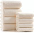 sakano Microfiber Bath Towel Set Ultra Soft Absorbent Speedy Drying Fade Resistant, 4 Bath Towels and 4 Hand Towels, Perfect for Family Bathroom, Gym, and Spa Use - White
