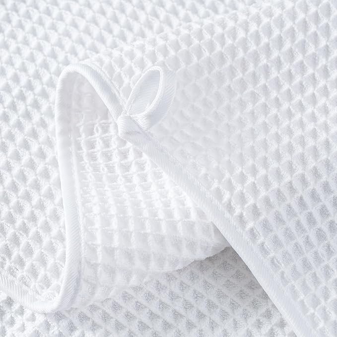 MICROFI New Microfiber Waffle Bath Towels, 2 Pieces, Oversized, Soft, Absorbent, Fast Drying, Lint Free 430 GSM (White)