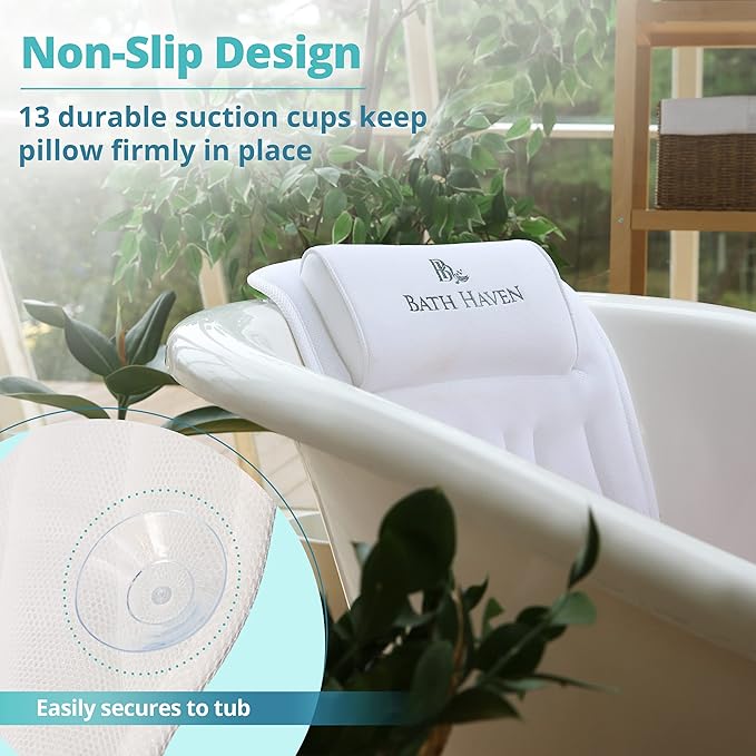Bath Pillow for Tub, Full Body Bathtub Pillow and Mat for Head, Neck and Back Support, Relaxing Spa Cushion Head Rest and Mat for Tub Jacuzzi, Luxury Bathtub Accessories for Women and Men Quick Drying