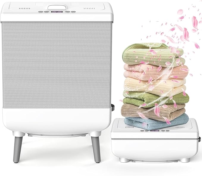 Electactic Towel Warmer for Bathroom, 35L Foldable Hot Towel Warmer Bucket with 24H Timer, Heat&Dryer 2 in 1 Blanket Warmer with 2 Hanging Hooks, Fits 3 Oversized Towels or 2 Bathrobes for Home & Spa
