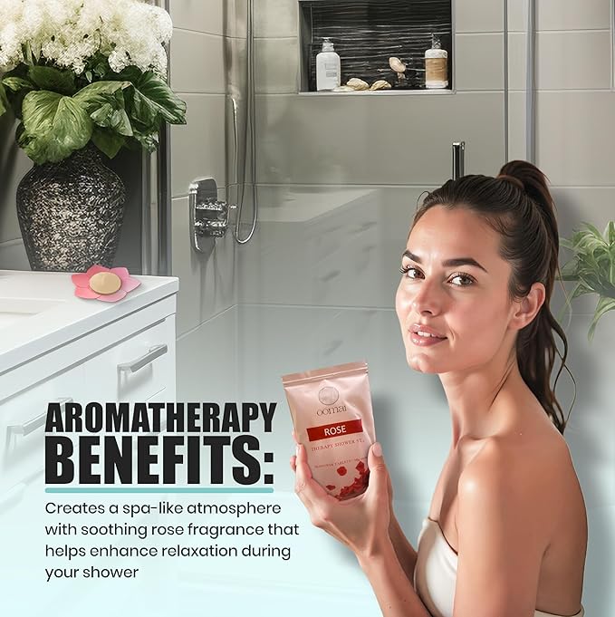 Shower Steamers Natural Aromatherapy Rose Scent with Tray, Mother's Day Best, Gifts for Women, Wifes, Moms, Spa Set, Spring, Birthday, Relaxation, Self Care, Freshness
