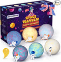 EvolutionUSA 6 Space Bath Bombs for Boys & Girls - Planet Bath Bombs Toy Inside, Organic Childrens Bathbomb Set, Cosmic Bath Fizzers, Kid Bath Bomb Gift for Valentines, Birthday, Christmas, Easter