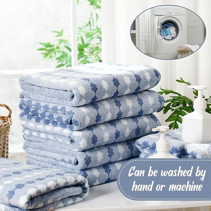 SmoothNovelty 16 Pack Microfiber Bath Towels Bulk 27'' x 60'' Oversized Size Bath Towel Highly Absorbent Extra Large Soft Drying for Beach Shower Summer Salon Sport Gym Party (Cone,Blue)