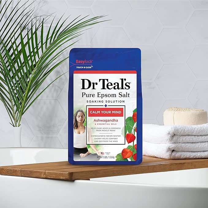 Dr Teal's Epsom Salt Magnesium Soak, Ashwagandha & Essential Oils, 3 lbs