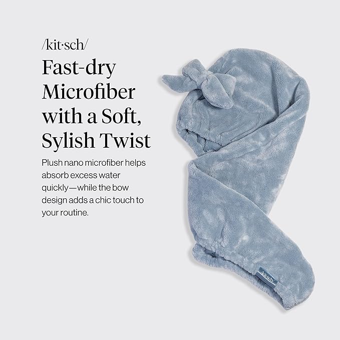 Kitsch Plush Microfiber Hair Towel Wrap for Women – Ultra Absorbent Microfiber Bath Towels for Wet, Curly, Long or Short Hair – Anti-Frizz Hair Wrap, Great Hair Care Gifts for Women