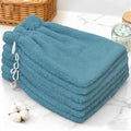 VOOVA & MOVAS 6-Pack Shower Wash Cloth, 100% Cotton Soft Absorbent Bath Mitts with Hanging Loop, 8.3x6.3 Inch European Style Bathing Gloves for Body & Spa, Aqua Blue
