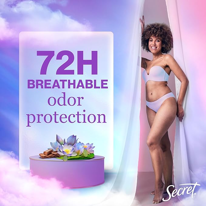 Secret Invisible Solid Antiperspirant and Deodorant, Waterlily Scent, 2.6 oz