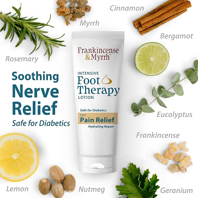FRANKINCENSE & MYRRH Foot Pain Relief Cream - Intensive Foot Therapy Lotion - Diabetic Nerve Pain Relief Cream | Restless Leg Syndrome | Frankincense Essential Oil, 3 Ounce (2-Pack)
