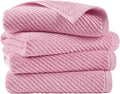 Madison Park 4-Piece Hand Towel Set for Bathroom 18" x 28" Diagonal Ribbed, Pink - 100% Cotton Soft Quick Dry & Absorbent Gift | Zero Twist, 500 GSM, Oeko-TEX, Hotel Quality