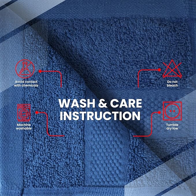 Infinitee Xclusives Hand Towels for Bathroom - Set of 6 (16x28 inches) 600 GSM, 100% Cotton Ultra Soft, Quick Drying, Hotel Quality Hand Towel Set (Tranquil Navy)