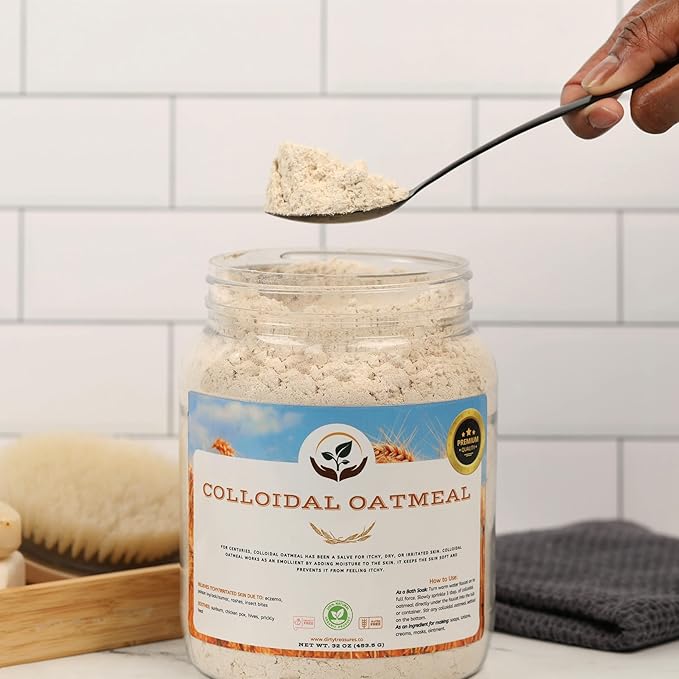 Dirty Treasures Colloidal Oatmeal Bath | Eczema & Itchy Skin Relief | Baby-Safe, 100% Natural, Fragrance-Free | 1 lb (16oz) (Pack of 2)