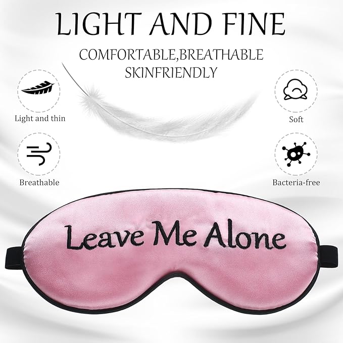 Geyoga 4 Pieces Funny Eye Mask for Sleep Soft Satin Blackout Blindfold with Adjustable Strap Silk Eye Cover for Women Men Travel, Nap, Meditation (Purple, Yellow, Light Blue, Pink)