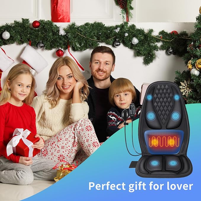 Back Massager with Heat with 8 Motors, Massage Chair Pad, Seat Massager with Back Traction for Full Body Massage, Massage Cushion for Home/Office/Easter