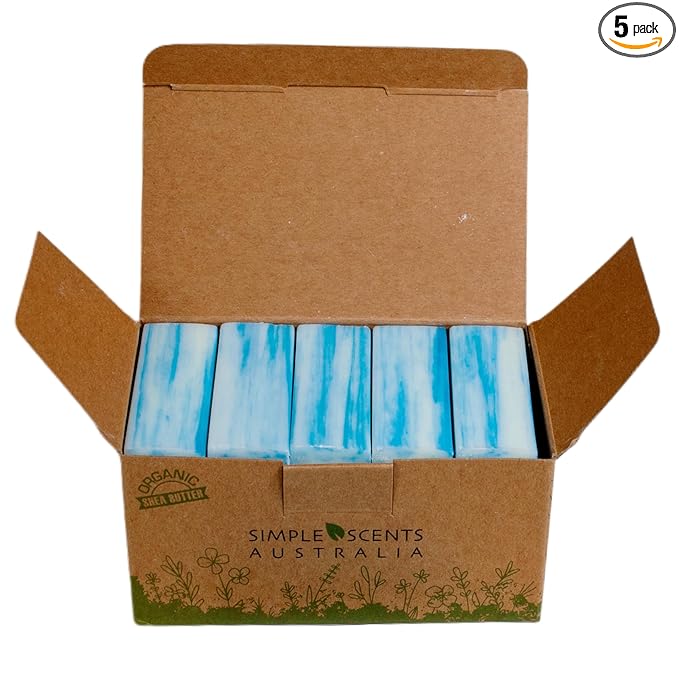Simple Scents Australia Ocean Breeze Scented Natural Soap Bars (5 Bars), 3.5oz Moisturizing French Triple Milled Soap Bars Enriched with Shea Butter - Pure Plant Oil Bath & Body