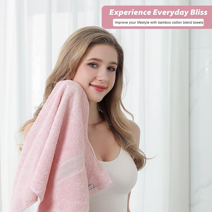 Aibaser Hand Towels-16x30inch - Lightweight and Highly Absorbent Hand Towels for Bathroom, Travel, Gym, Shower and Spa (Pink)