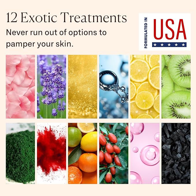 Jelly Mask for Facials - 12 Flavors Hydrating & Brightening Jelly Face Masks | Free Jade Roller & Spatula | Rose, Lavender, Hyaluronic Acid, 24K Gold face mask skin care | Mothers Day Gift for Mom