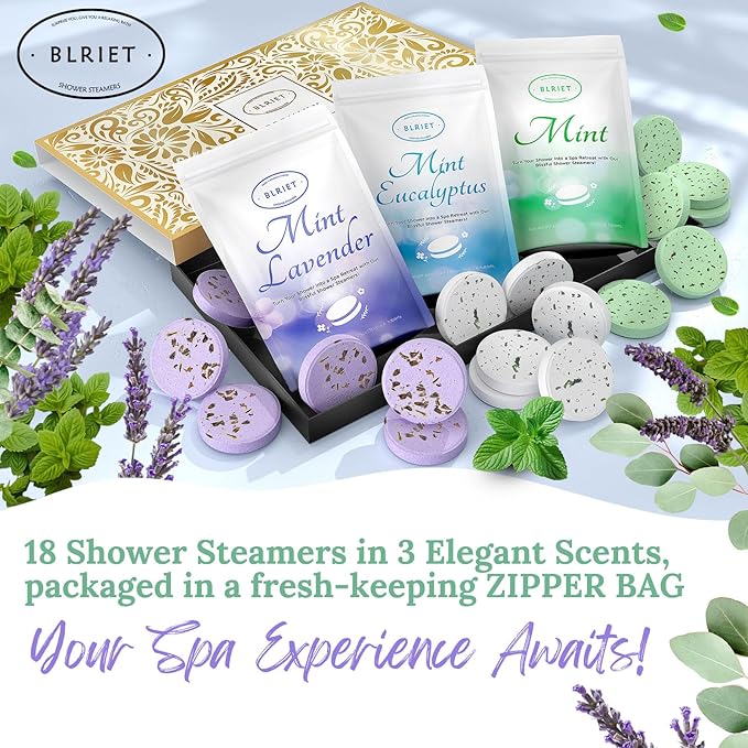 Shower Steamers Aromatherapy 18 Pack Mothers Day Gifts for Wife Women Her Him Romance Birthday Spa Basket Natural Essential Oils Stress Relief Mint Lavender Relaxation for Mom Men Teens Adults Travel