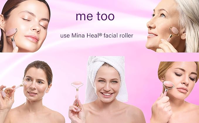 Mina Heal Rose Quartz Face Roller, Lymphatic Drainage Massager, Face Sculpting Tool for Facial Lifting & Tightening, Anti-Wrinkles, Anti-Aging & Skin Rejuvenation (Rose Quartz Roller)