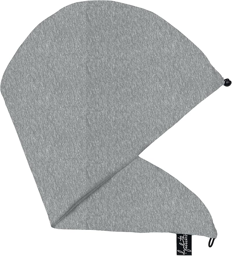 Elizabeth Roberts 100% Cotton T Shirt Hair Towel Wrap Plopping Essential Turban Style Hair Drying Towel for Women and Men All Hair Types and Styles, Heather Grey