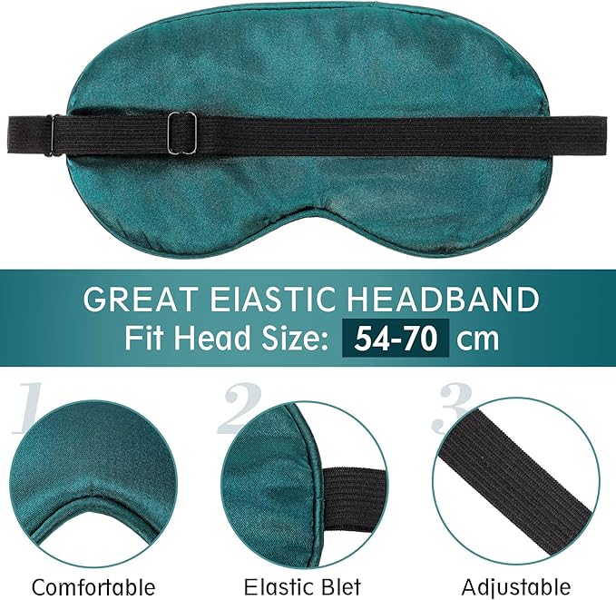 4 Pieces Kids Eye Mask for Sleeping Silk Sleep Mask Smooth Soft Eye Mask Eye Cover with Adjustable Strap Blindfold for Blocking Out Lights Travel Relax (Dark Green, Royal Blue, Purple, Coffee)