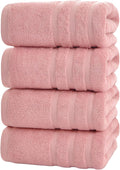 Bath Towels 4 Pack, 30 x 60 Inches, Large 100% Cotton Towels, Soft, Absorbent, Comfortable for Home, Spa, and Gym, (Pink)