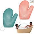 Karenhi 2 Pcs Honeycomb Exfoliating Glove Bath Mitt Body Spa Scrubber, Honeycomb Exfoliator Glove for Body Shower, Scrubber Sponge Shower Loofah, Quick Drying(Green,Pink)
